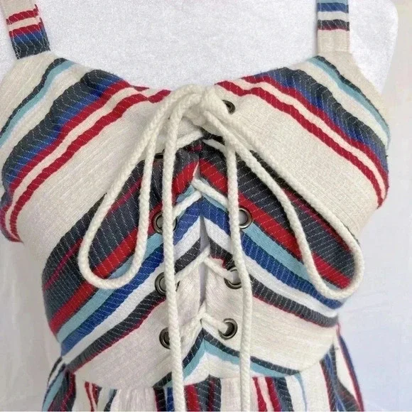 Lost + Wander patriotic midi dress with tie-up front. - Picture 4 of 12